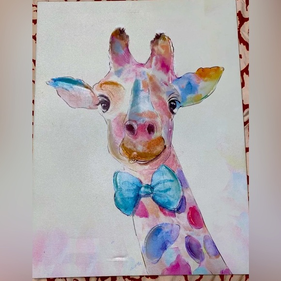 Tie Dye Giraffe Canvas - Picture 1 of 3